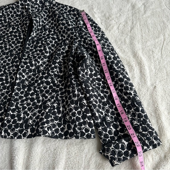 Lafayette 148 Cotton Silk Black White Geometric Circles Blazer XL (16) - Picture 8 of 14